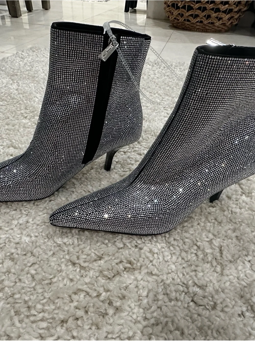 NEW Women's Selina Pointed Crystal Toe Booties Michael Kors Sparkle